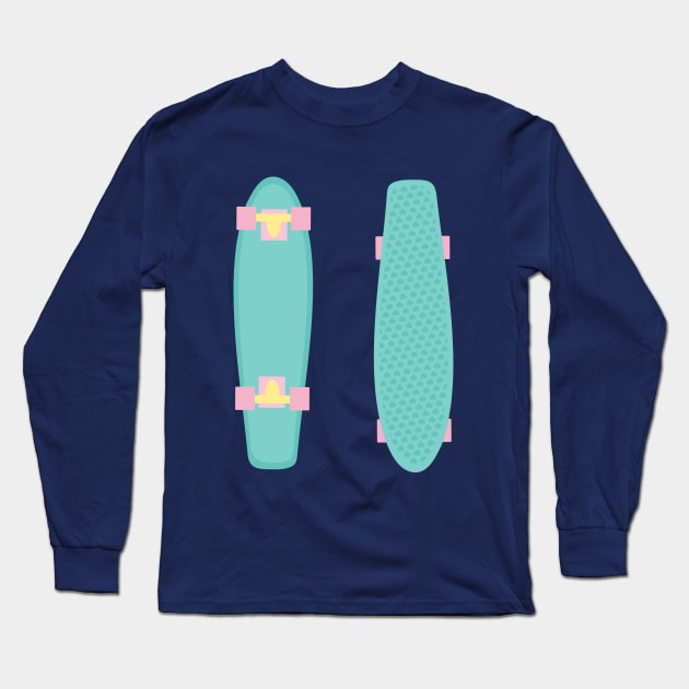 Pastel Turquoise Skateboard Long Sleeve T-Shirt by XOOXOO